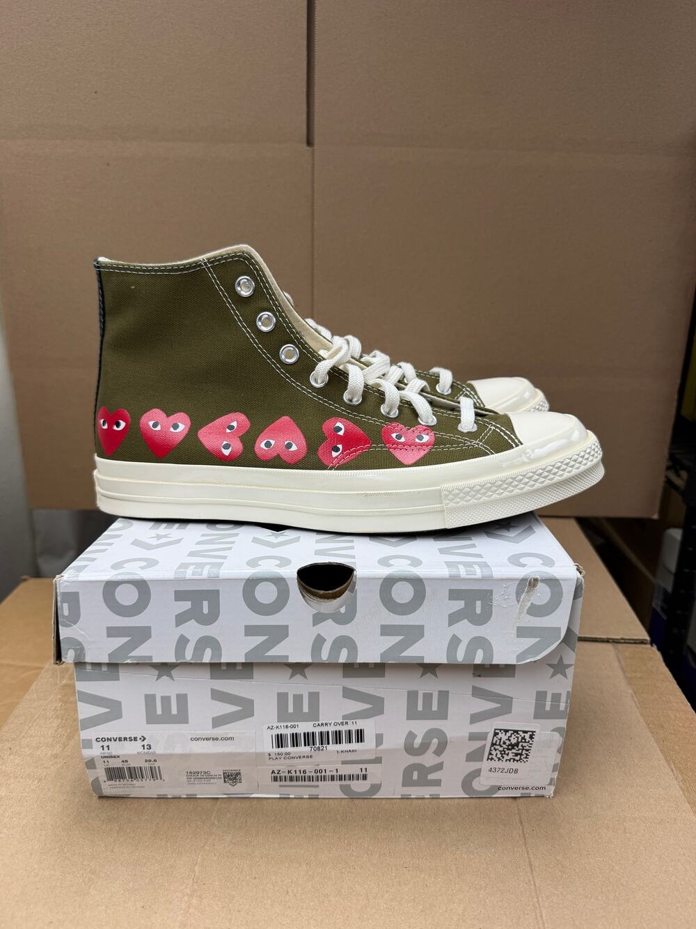 Comme des Garçons Play Converse Chuck 70 Multi Heart Size 11 New